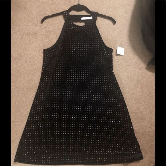 47-Little black halter dress with sparkles. - Picture 1 of 6